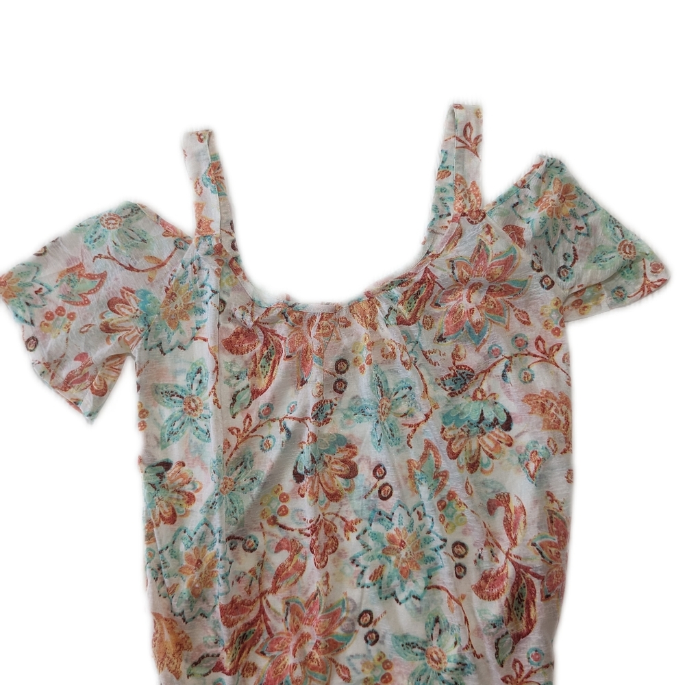 DNA Couture Floral Cold Shoulder Blouse Size L